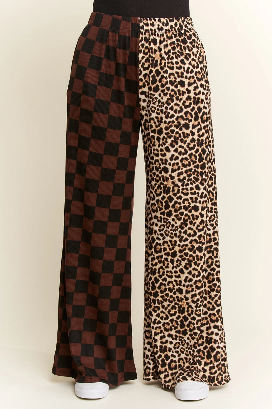 SPLIT DECISION CHECKERED LEOPARD PANTS