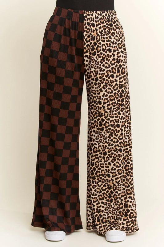 SPLIT DECISION CHECKERED LEOPARD PANTS
