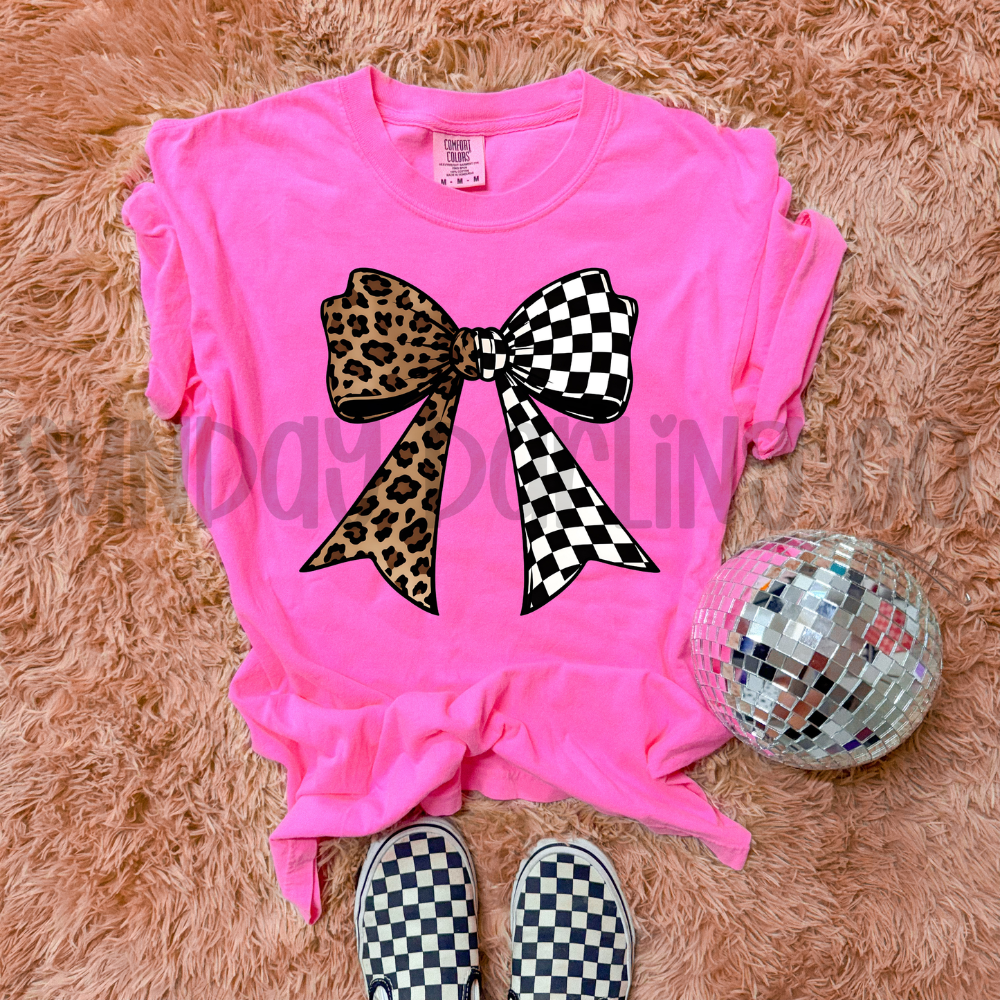 LEOPARD CHECKERED BOW